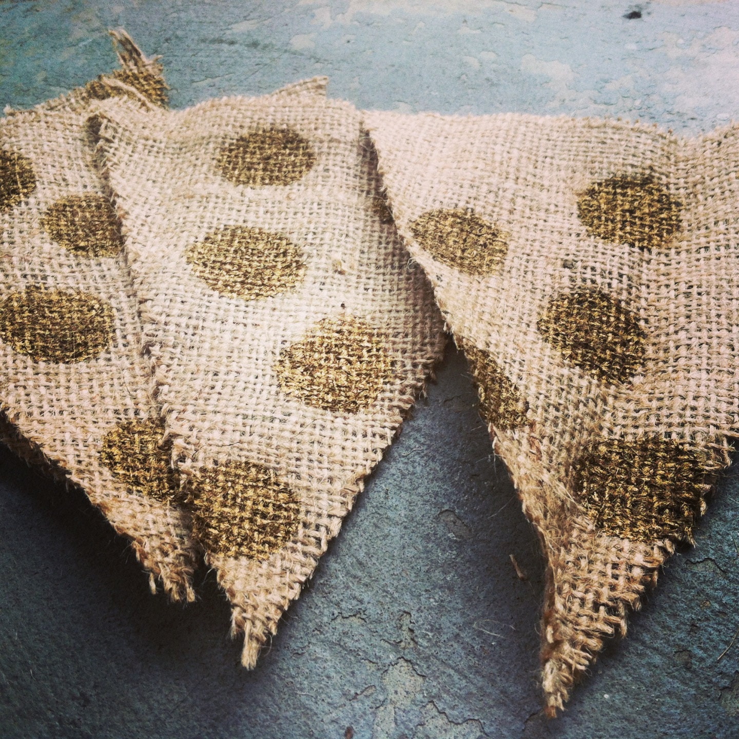 Gold polka dot burlap pennant banner - birthday - party - shower