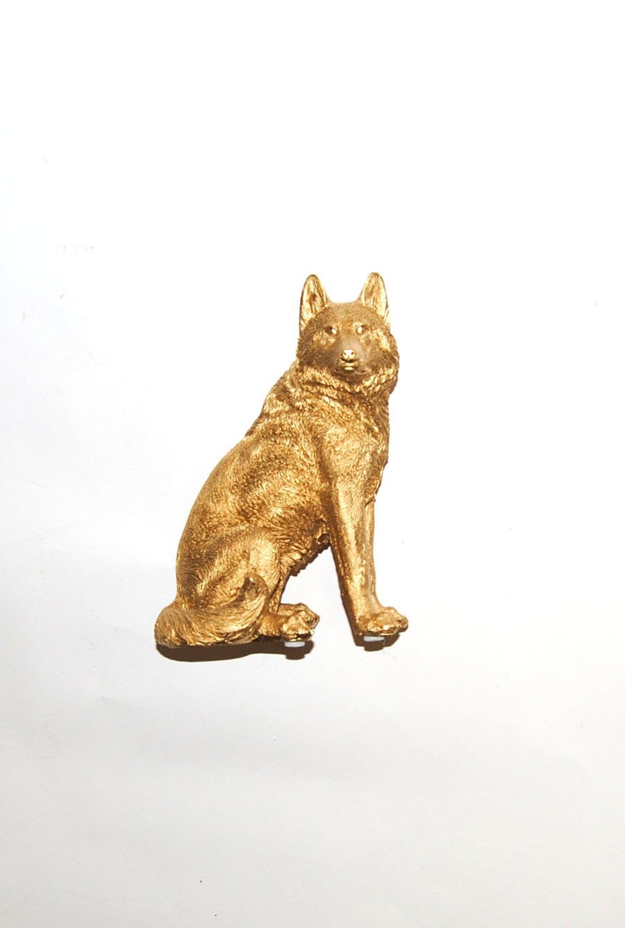 The Parker in Gold - White Faux Taxidermy Table Top Wolf Decoration - Animal Statue - Faux Taxidermy