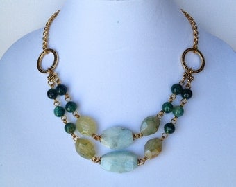 Statement Necklace with Natural Faceted
