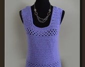 Handmade Elegant Woman's Knit Tank Top - Lavender Crochet Tank Top - Spring Summer - Women's Blouse - Size Medium FREE SHIPPING