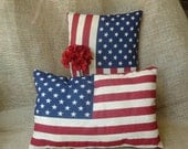 Patriotic American Flag decor, holiday decor, small pillows
