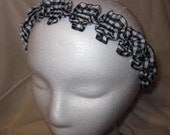 Black and White Gingham Ruffle Headband