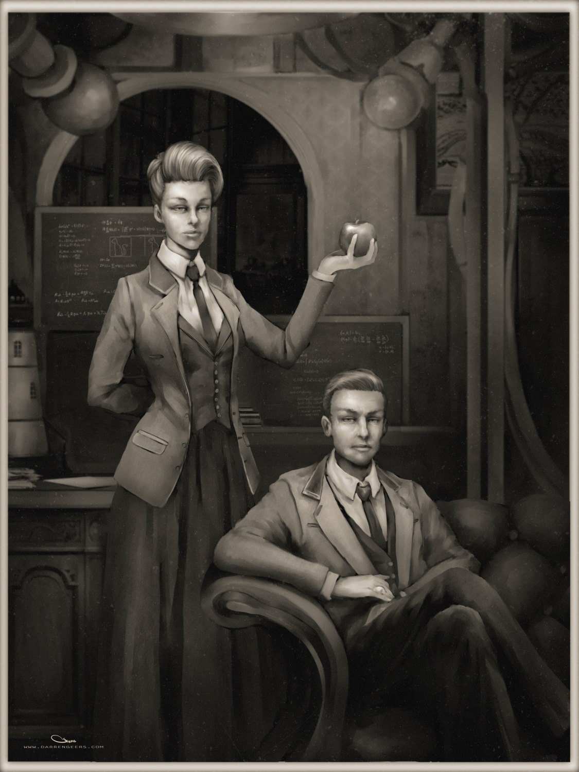 Bioshock Infinites Rosalind and Robert Lutece portrait 18"x24"