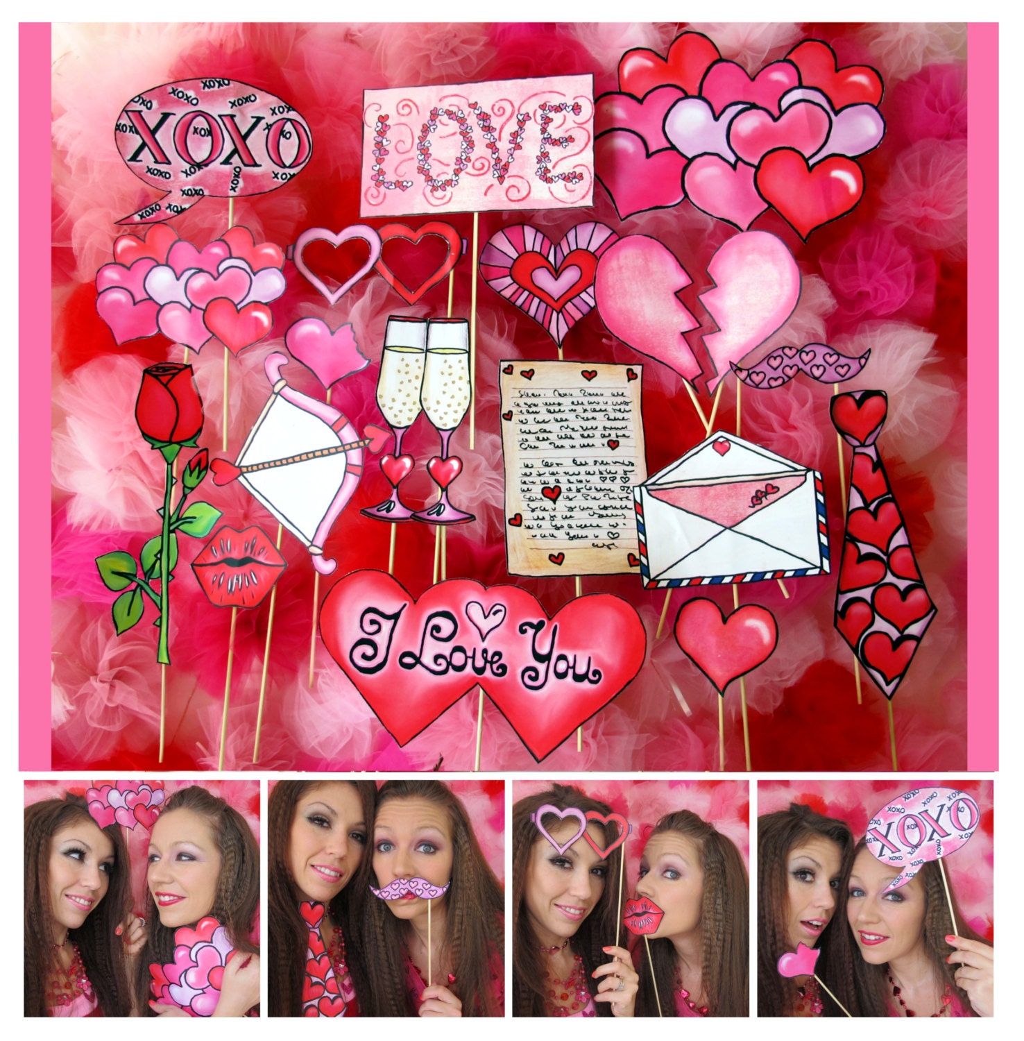 Love and Hearts Photo Booth Props - all about romance - the different kind of wedding photo booth props - celebrate your love