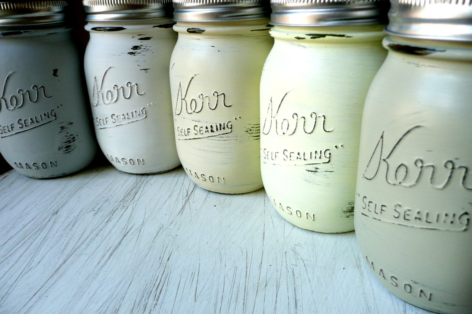 Barn Wedding earth tones - SPRING and SUMMER  Wedding and Home Decor - Painted Mason Jars - Vase