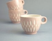 Ceramic stoneware cup coffee tea espresso - unique handmade serving decorative textured kitchen pottery morning coffee - ecru pink