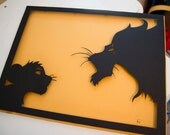 Simba vs Scar 15x19 handcut silhouette paper craft