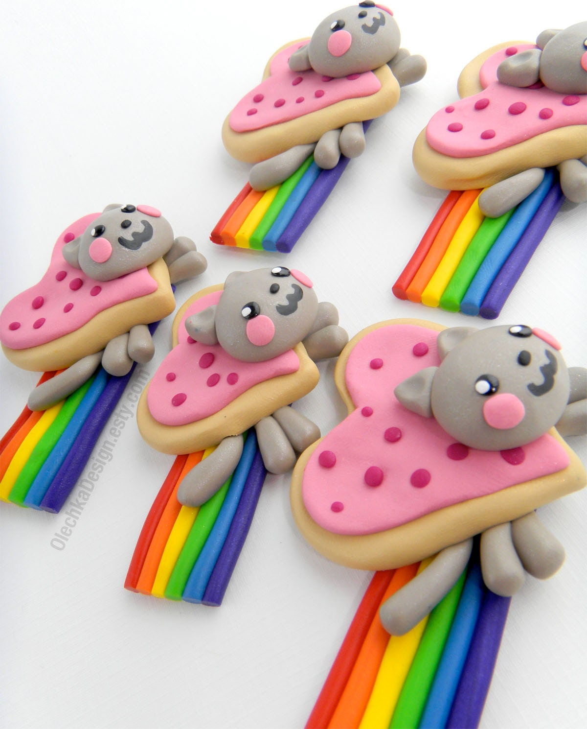 Nyan Cat Valentine Heart Magnet, Geek Meme, Polymer Clay