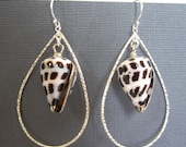 Sea Shell Earrings with Edge painted in Sterling silver, Silver Hoop earrings, Beach Wedding, Vacation, Ocean Jewelry