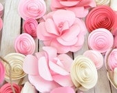 Wedding Garland Paper Flowers ombre pink, ivory 15 feet