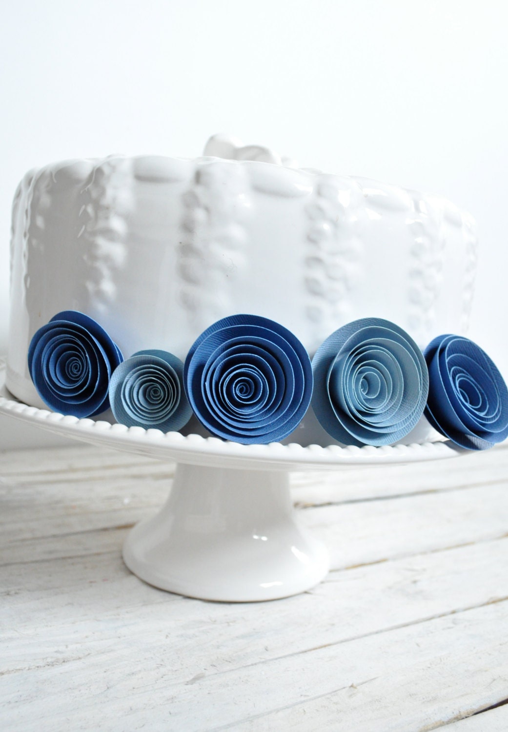 Blue Paper Flowers Baby shower Decorations 15 flowers