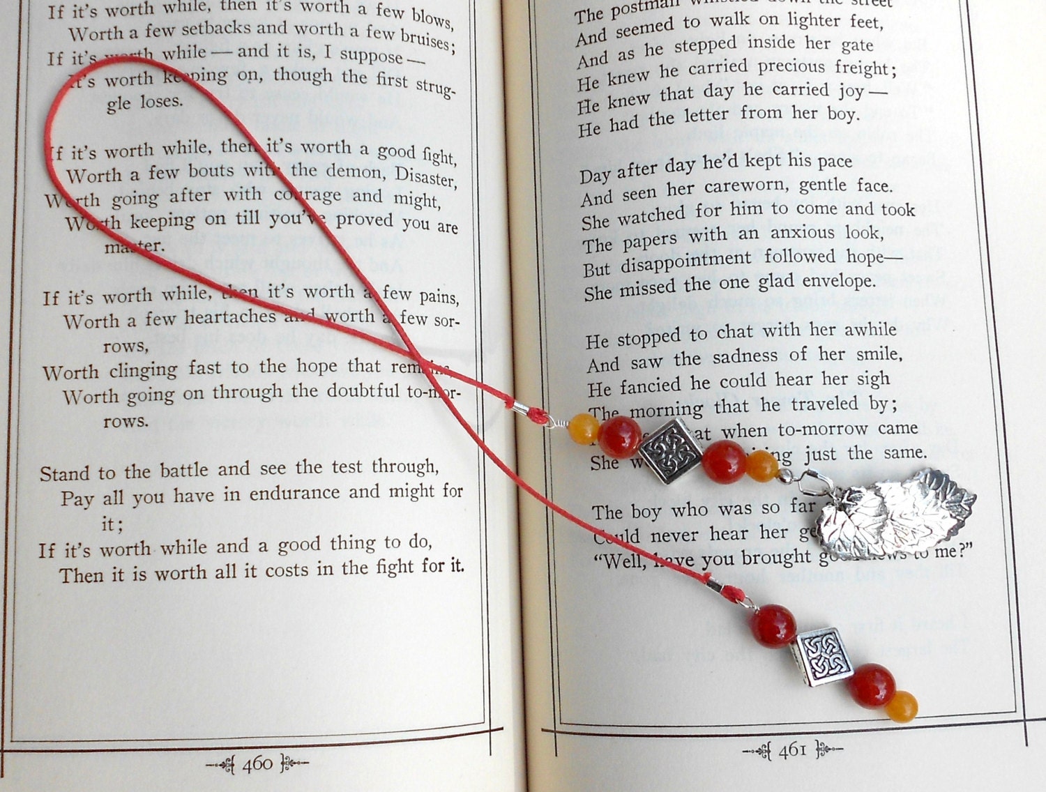 Fire Agate Quartzite Celtic Beaded Bookmark