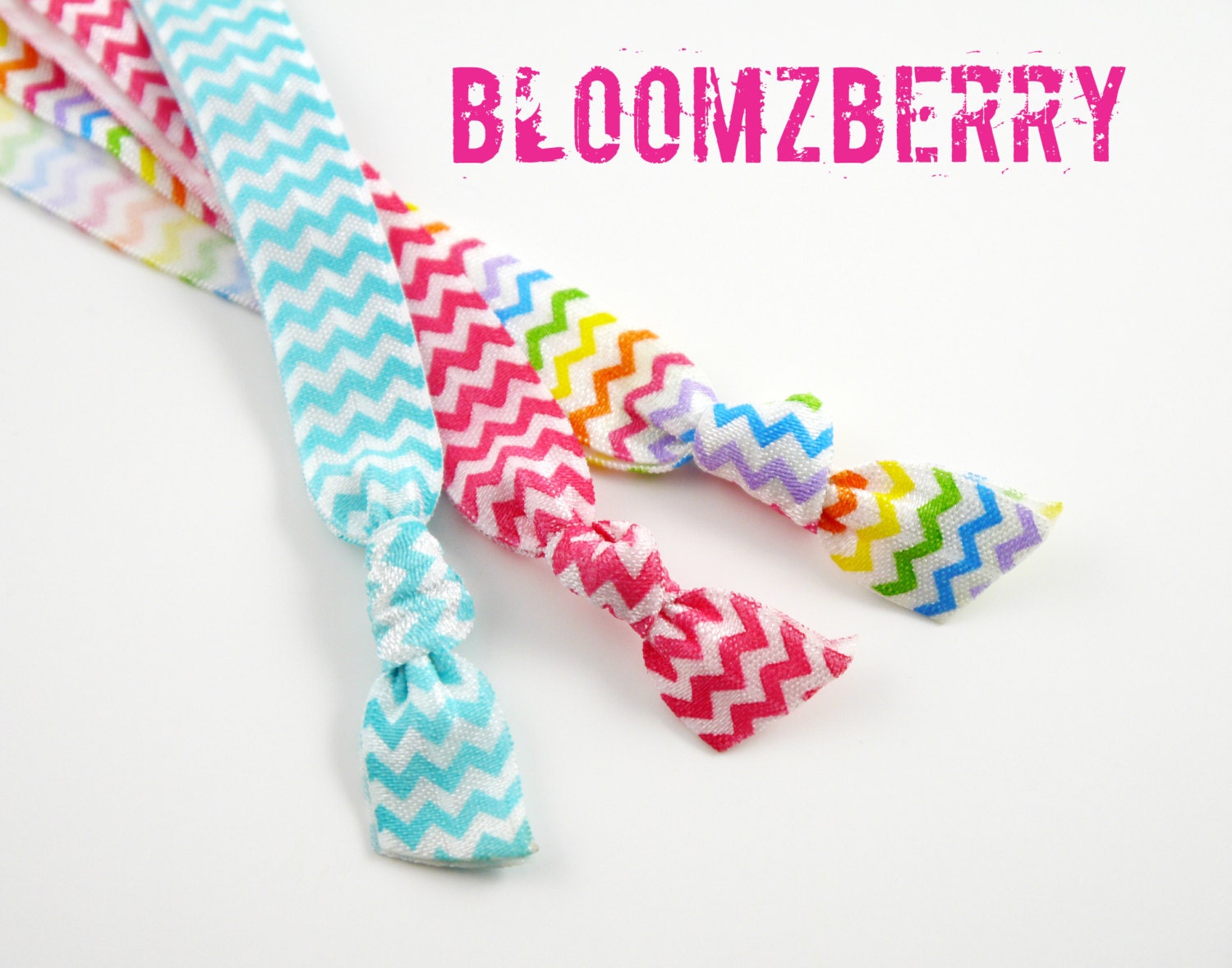 New 3 pcs set PRINT Elastic Headbands - Rainbow, Hot Pink and Blue Chevron- Summer/Fall -  Baby to Adult