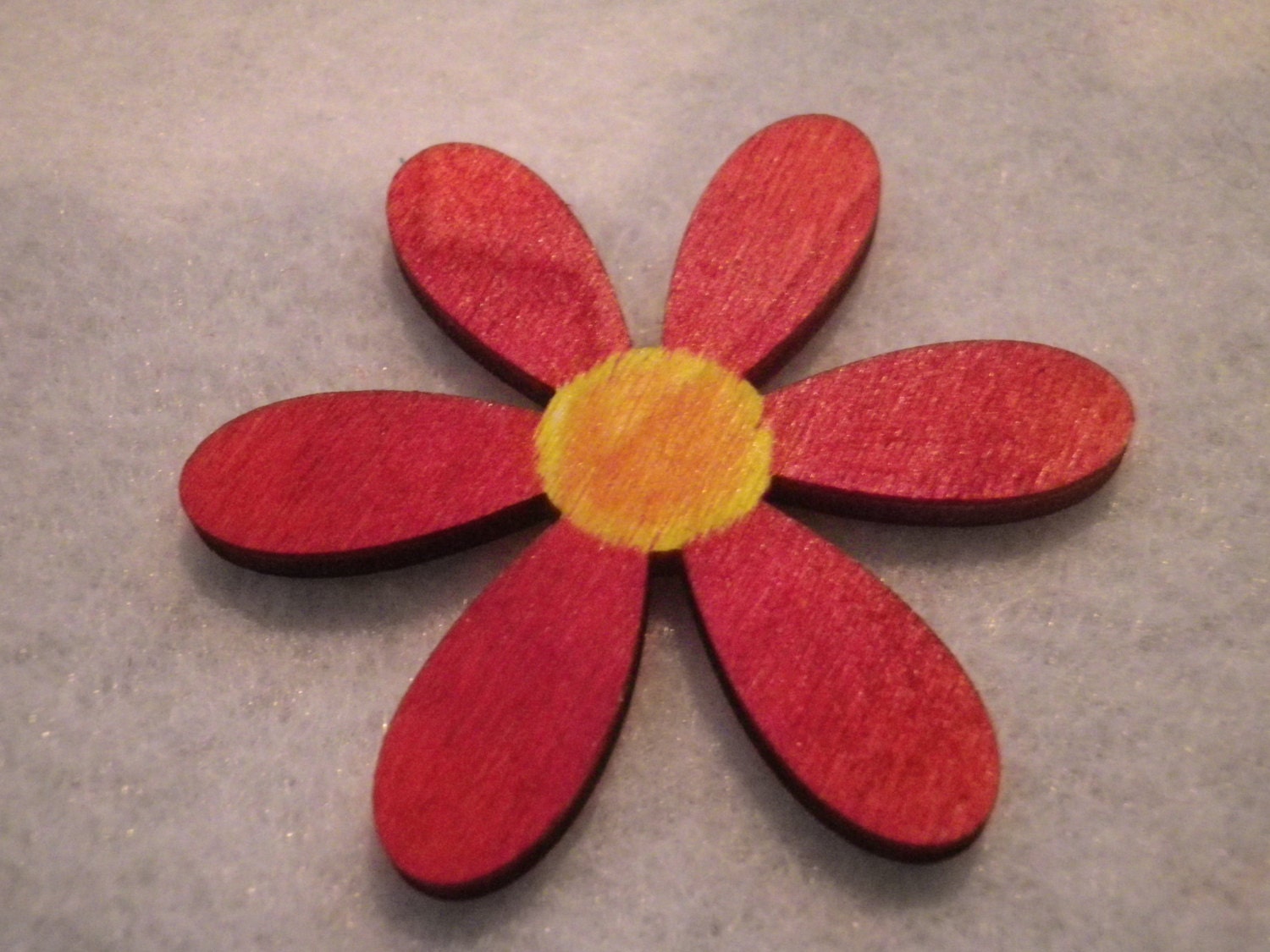 Cute Wooden Flower Magnet One of a Kind Hand Colored