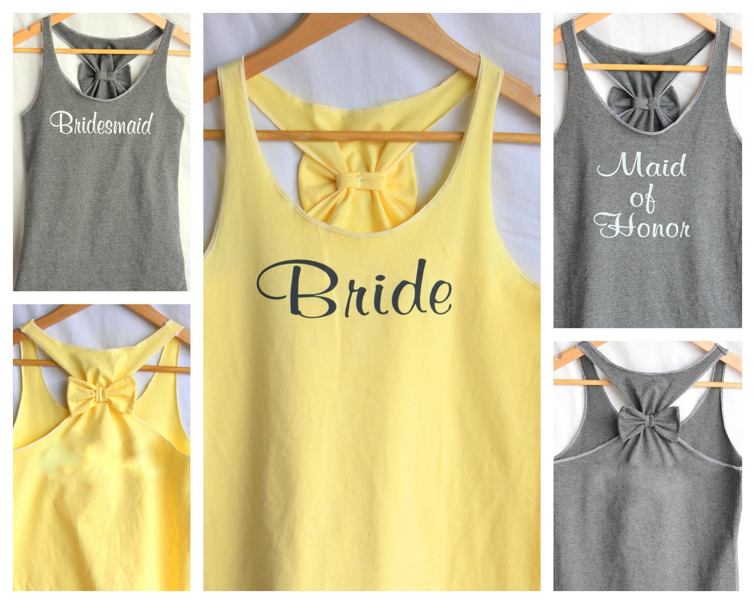 4 Shirt Set Wedding Tank Top with Bow