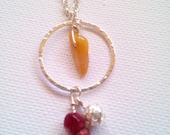 Watermelon tourmaline gemstone necklace