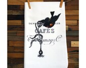 100% Cotton Flour Sack Chef's Kitchen Dish Towel Vintage Bird on Tulip Great Hostess Gift