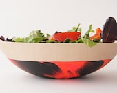 Wooden Bowl 10" , Neon and Black Swirl,  modern decor, kitchen