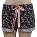 Black Flannel Hello Kitty Boxer Shorts with Drawstring