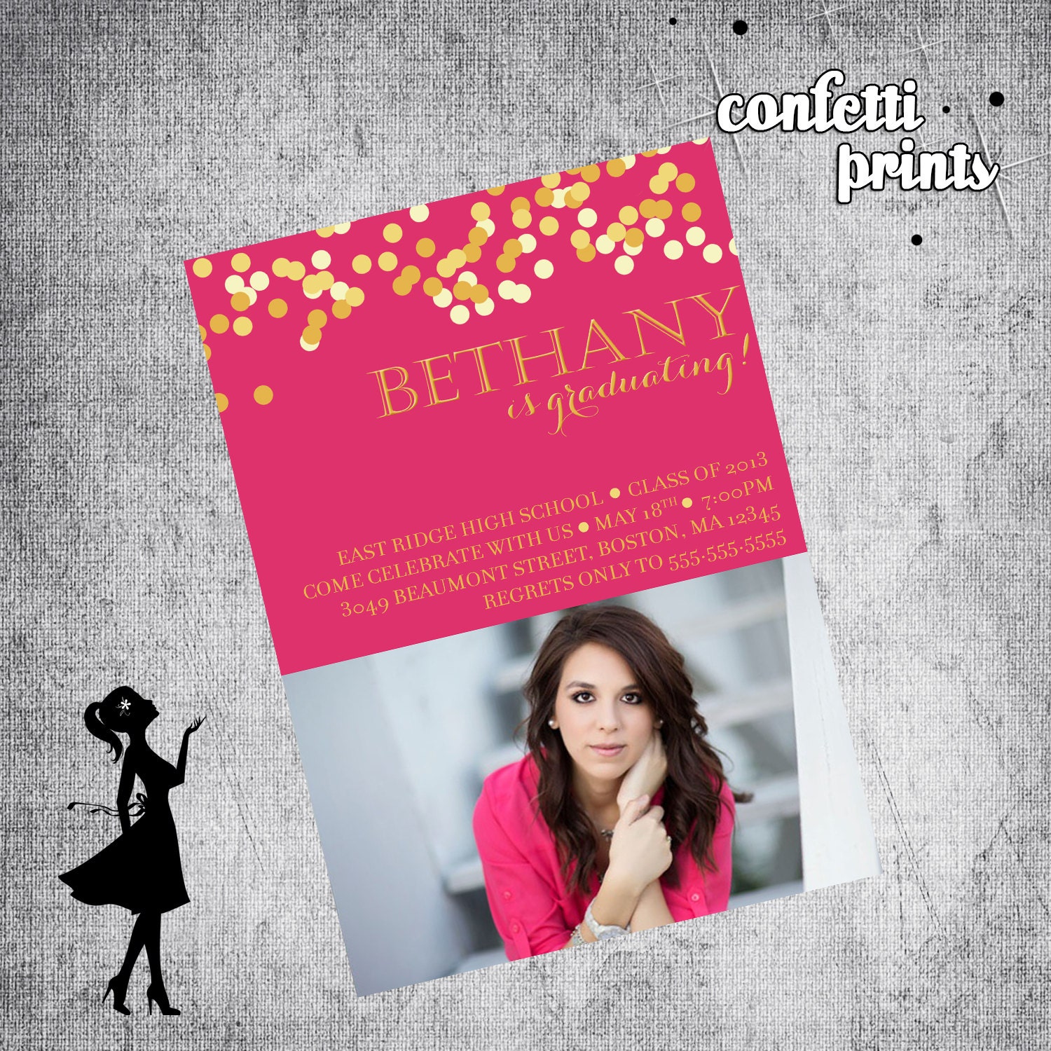 Graduation Announcement - GLITZ AND GLAM Printable Il_570xn