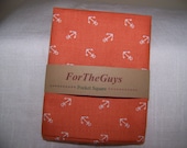 Pocket Square Tossed Anchor Orange with White Blue Anchors Pocket Square - Cotton Men's - 9" X 9" - ForTheGuys