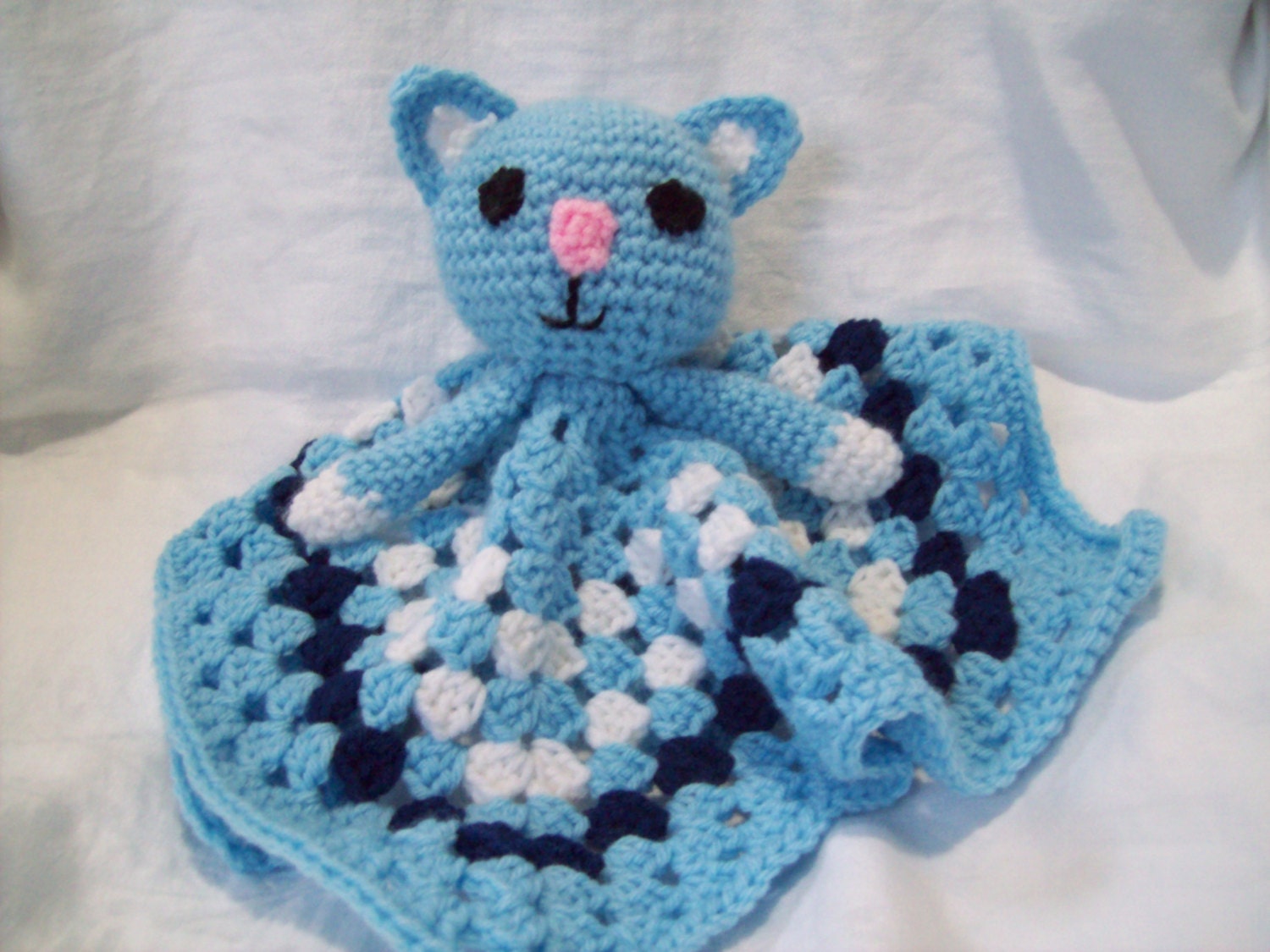 Crochet Kitten Snuggle Buddy Blanket Toy