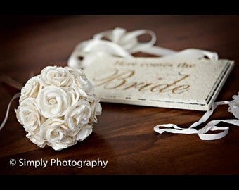 Double Sided Engraved  Wedding Sign "Just Married" & "Here Comes The Bride"