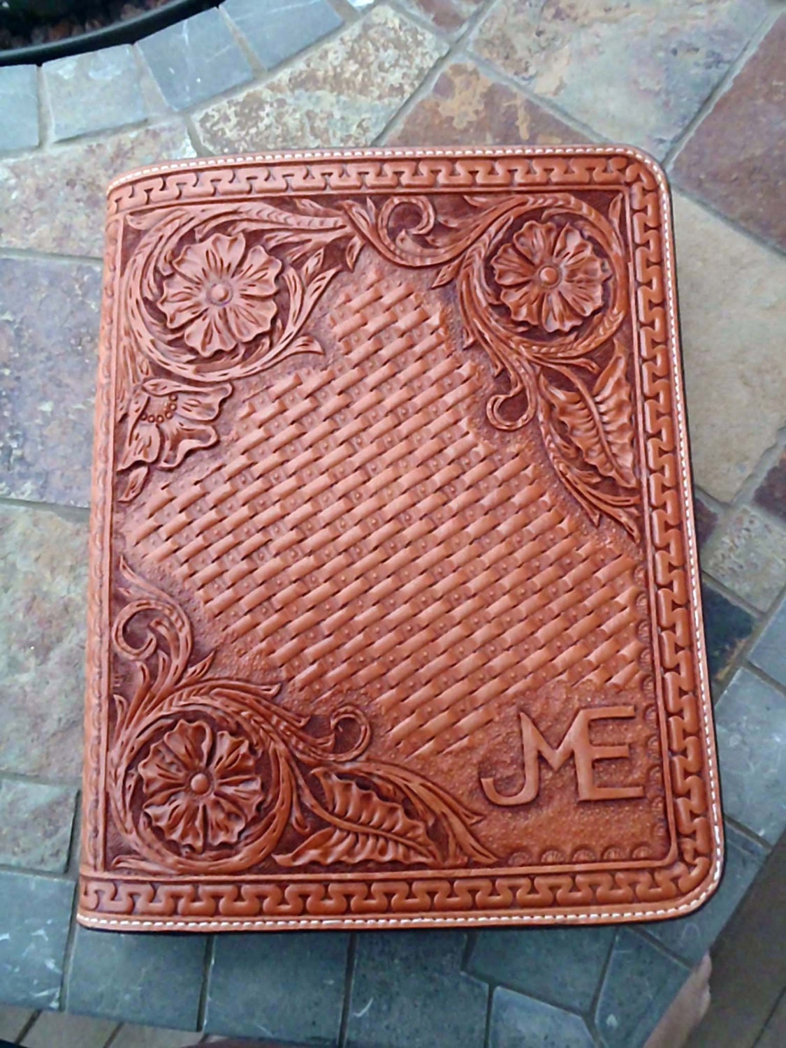 Ipad, Hand tooled leather case