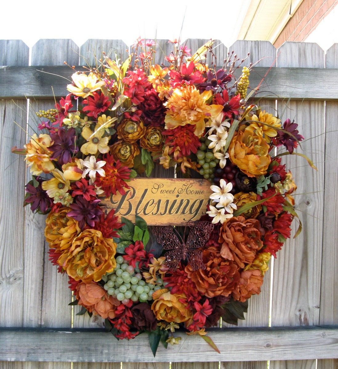 FREE SHIPPING  Tuscan Old World Luxury Peony Wreath, HUGE, Blessings, Tuscan Wall decor