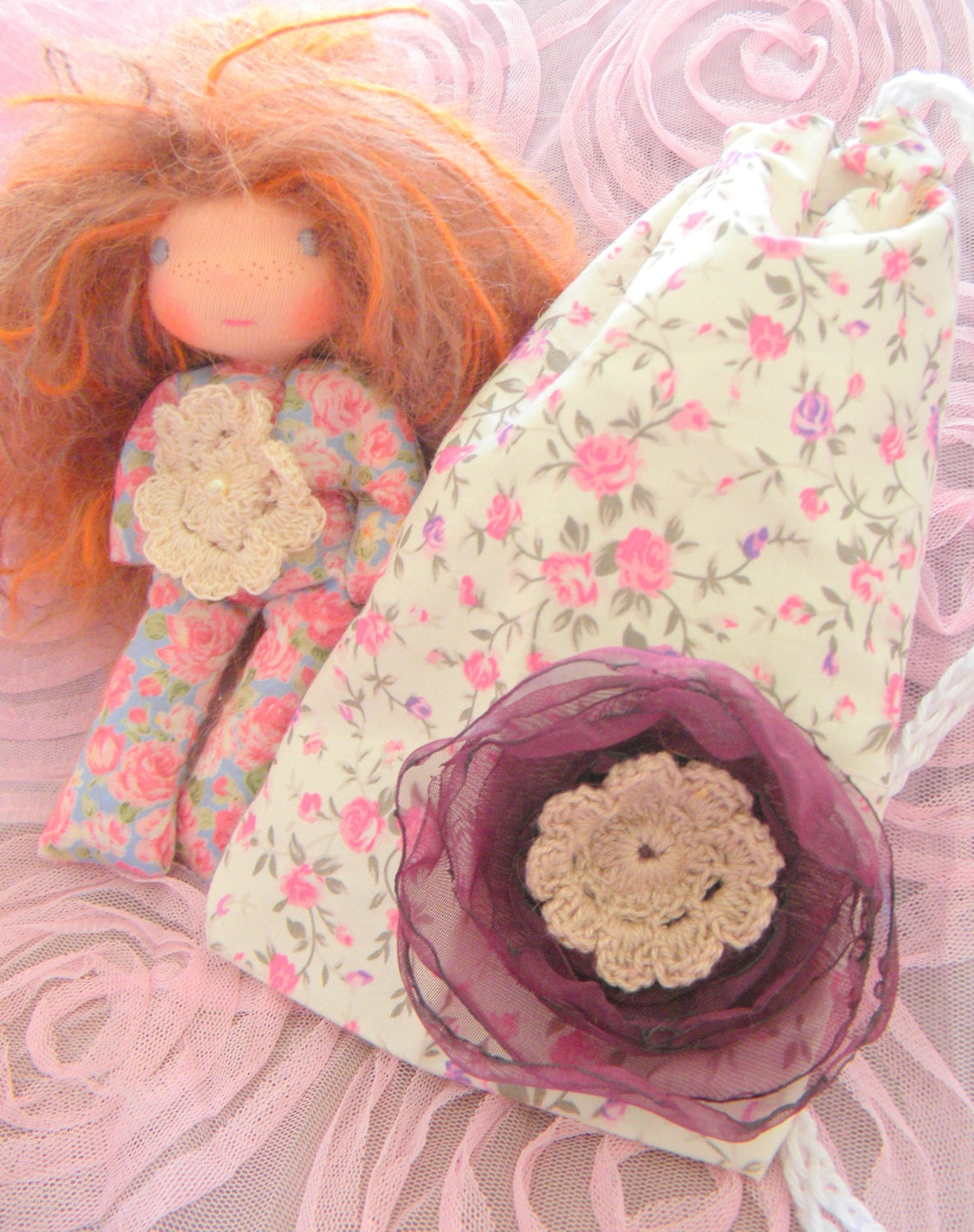 Ora is a beautiful 6 inches  Waldorf doll  in a string  cotton bag