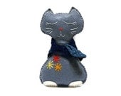 Stuffed Grey cat felt embroidery eco friendly toys kids  children Wool stuffed plush animal 20 cm 8"