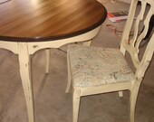 REPURPOSED furniture Upcycled farm kitchen table, 6 chairs, vintage, chalk paint, cream