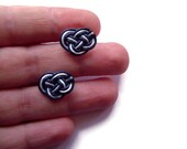 Knot Stud Earrings, Nautical Earrings, Nautical Knot, Celtic Knot Studs, Sailor Knot, Love Knot, White and Navy, Gift for Her
