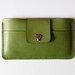 Samsung Galaxy Note 2 Wallet - Leather Samsung Galaxy Note II Case with Tree Button Snap in Olive Green - Slim Clutch Look - Handmade