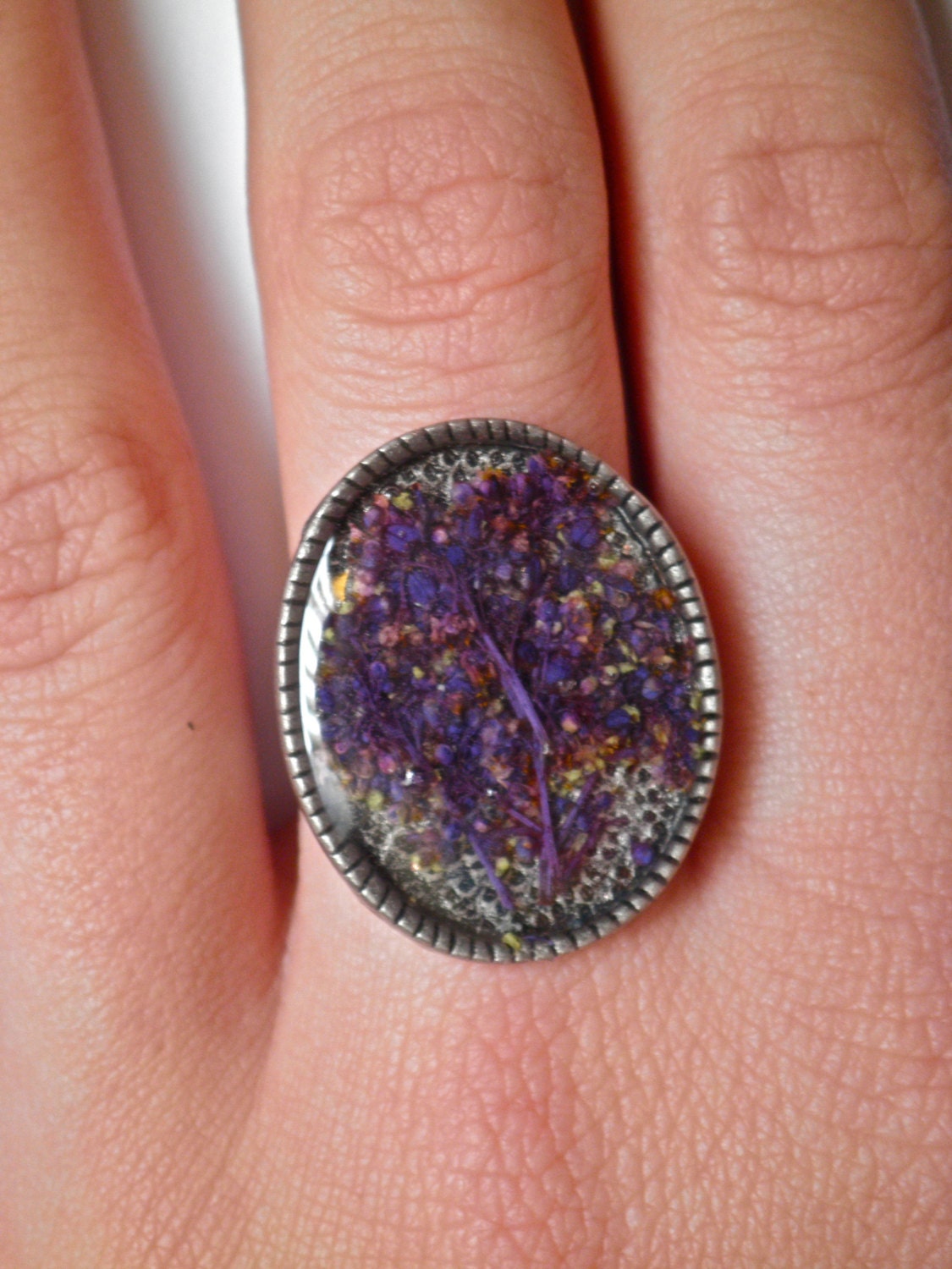 Real Dried Lavender Resin Ring.