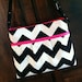 White & Black Chevron w/ Hot Pink Lining Pleated Purse w/ Zippered Pocket
