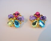 Trifari Earrings Signed Trifari Clip on Flower Earrings