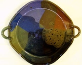 Serving handled Platter in my new Purple.Blue,Red and Black combination glaze...