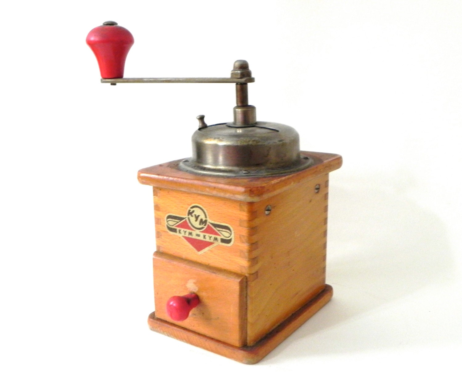 Early 1900s German Coffee Grinder - Made in Germany- wood with red detail - rare