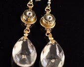 Bullet Ammo 45mm Dangle Chandelier Earrings-Made from actual Chandelier crystals-"Chandlier Shootout"  Free US and Canada Shipping