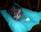 large lambswool Bunny Hugger side by side bunny rabbit bed turquoise