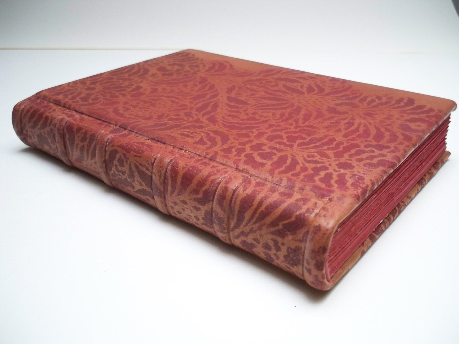 Leather Book - red damask Valentine's Day Gift