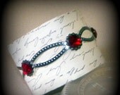 ON SALE Upcycled Recycled Retro Vintage Vinyl Record Red Eco Friendly Cuff Bracelet