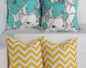 FOUR - 16x16 Floral and Chevron Throw Pillow Covers - Set of 2