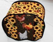 Toaster Cover - Small Toaster Cover - Kitchen Accessory Cover - Roosters and Sunflowers - Rooster Toaster Cozy