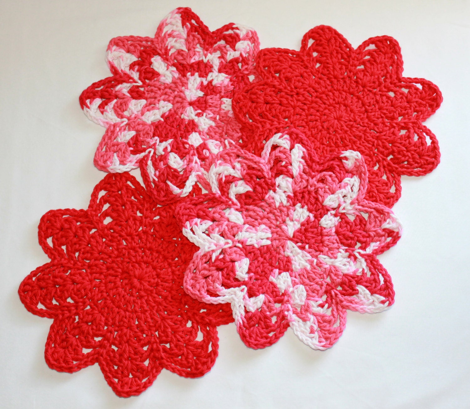 Wash Cloth/Dish Cloths - Cotton Dishcloth/Wash Cloth Set of 4 -  Red - Housewares