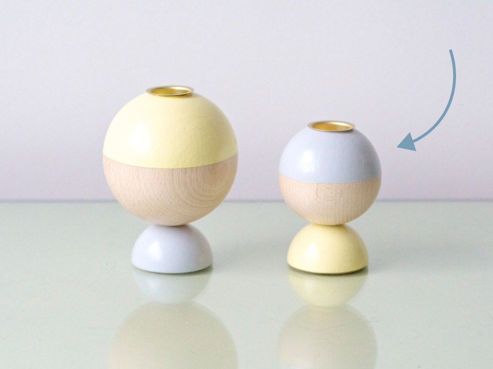 DIP DYE blue&yellow : SMALL candle holder