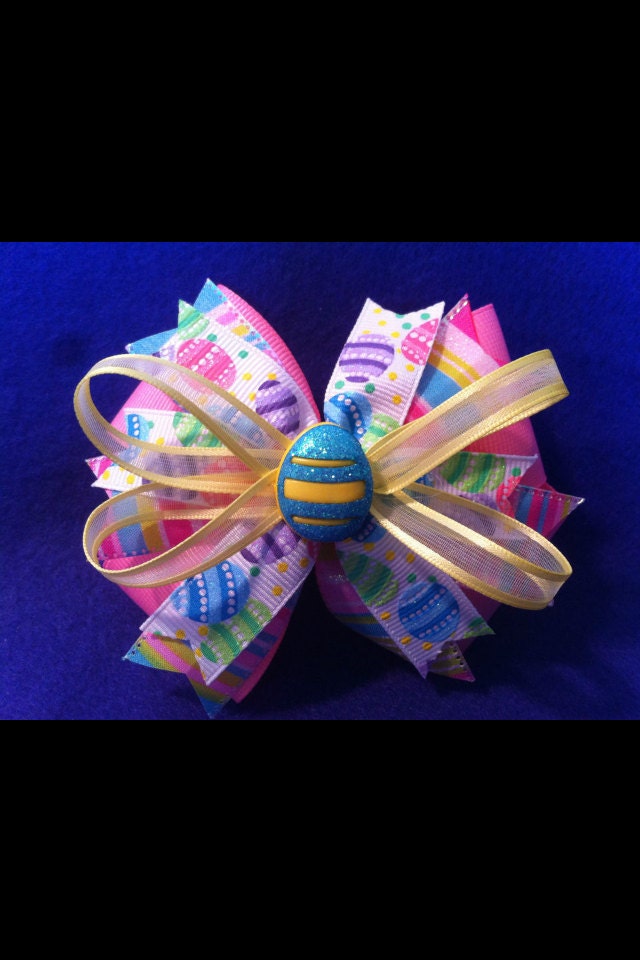 Easter hair bow, handmade boutique quality