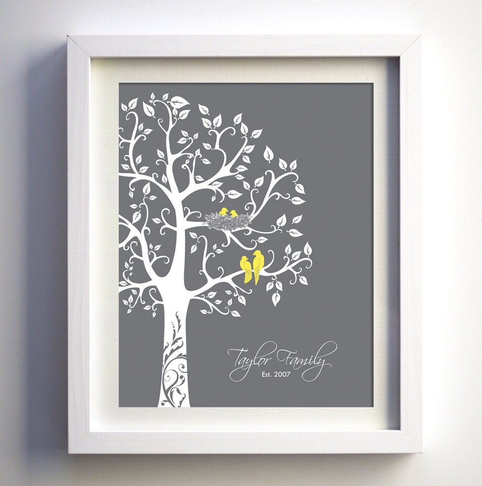Personalized wedding anniversary gift baby shower gift, personalized family tree modern custom print gift for wife Father's Day gift