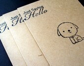 Kids Cards, Kraft Greeting Cards Handstamped, Dog Lovers, Pet Lovers, Puppy Cards, Gifts - Set of 5